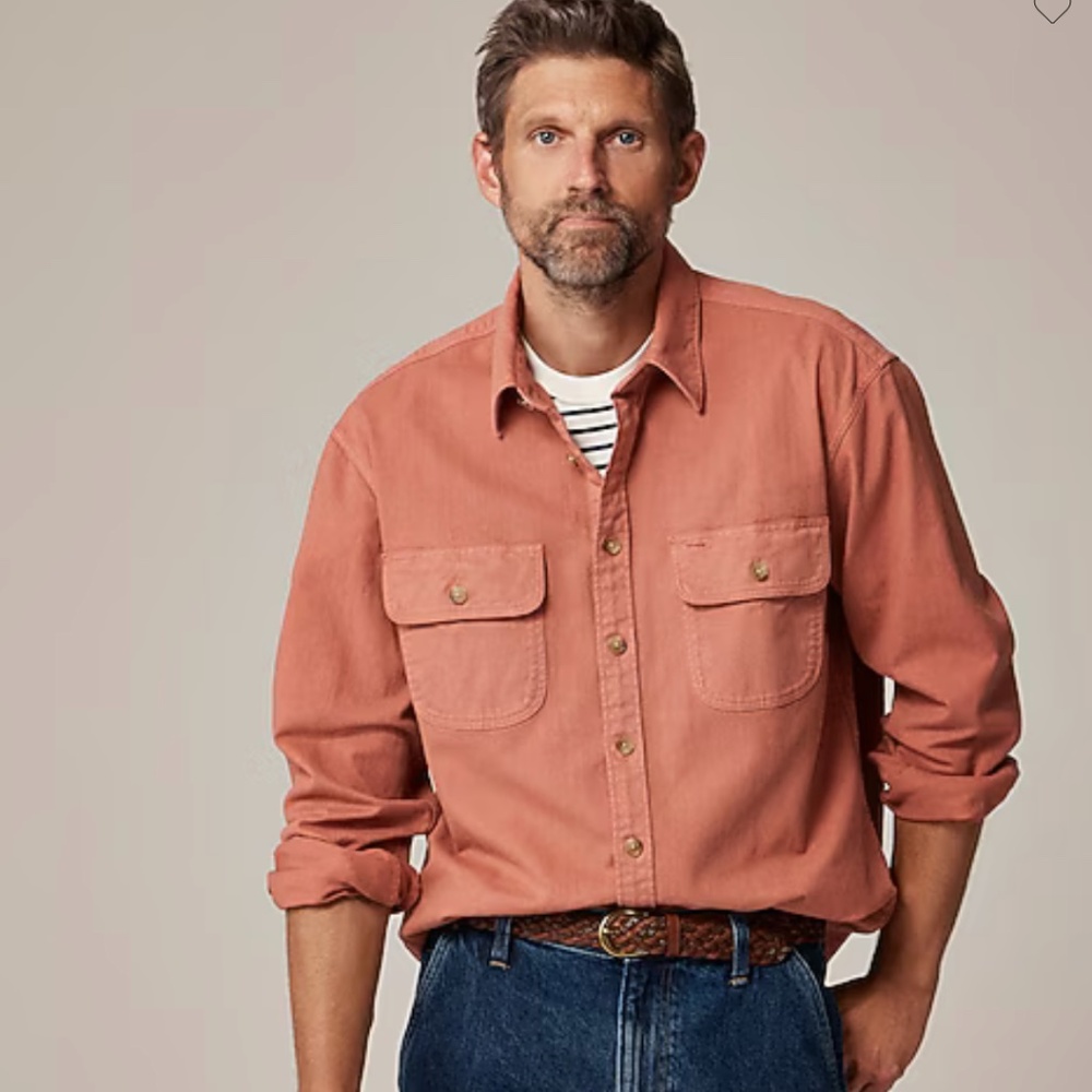 J. Crew Garment-dyed Twil OverShirt size L NWT  Faded Nantucket Red